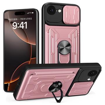 iPhone 16e Hybrid Skal med Roterande Ring med Kameraskydd - Roséguld