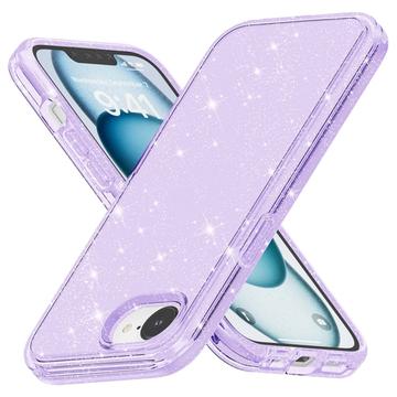 iPhone 16e Stylish Glitter Series Hybrid Skal - Lila