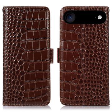 iPhone Air Crocodile Serie Läder Plånboksfodral med RFID - Brun
