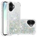 iPhone 17 Glitter Quicksand TPU-Skal - Silverhjärtan