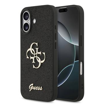 iPhone 17 Guess Fixed Glitter 4G Metal Logo Skal - Svart