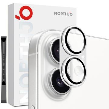 iPhone 17 Northjo Fullt skydd Kameralinsskydd i matt metall och härdat glas - Silver