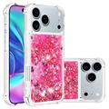 iPhone 17 Pro Glitter Quicksand TPU-skal - Rosa hjärtan