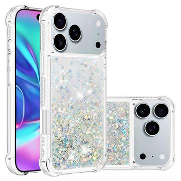 iPhone 17 Pro Glitter Quicksand TPU-skal - Silverhjärtan