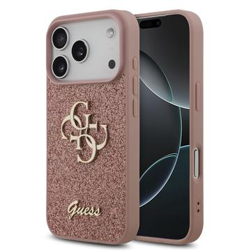 iPhone 17 Pro Guess Fixed Glitter 4G Metal Logo Skal - Rosa