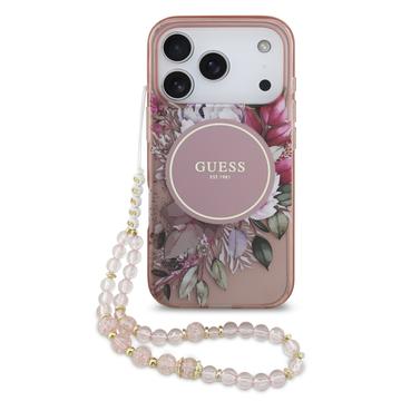 iPhone 17 Pro Guess IML Flowers-skal med pärlband