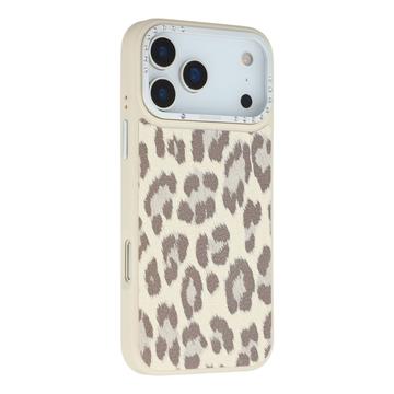 iPhone 17 Pro Jaucase leopardmönstrat magnetiskt hybridskal - Vit