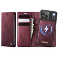 iPhone 17 Pro Max Caseme C49 2-i-1 avtagbart plånboksfodral - MagSafe-kompatibelt, RFID - Röd