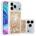 iPhone 17 Pro Max Glitter Quicksand TPU Skal - Guldhjärtan