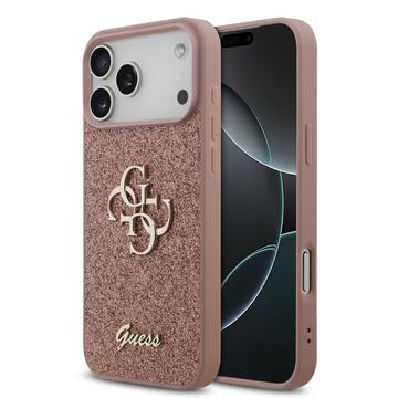 iPhone 17 Pro Max Guess Fixed Glitter 4G Metal Logo Skal - Rosa