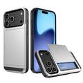 iPhone 17 Pro Max Hybridskal med Skjutkortplats - Silver