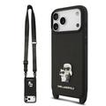 iPhone 17 Pro Max Karl Lagerfeld Saffiano Crossbody Metal Karl & Choupette Skal - Svart