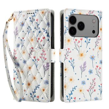 iPhone 17 Pro Max Rombiskt blommigt plånboksfodral