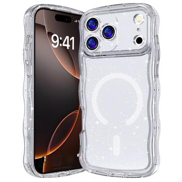 iPhone 17 Pro Max Wave-Edge Laser Glitter MagSafe-Skal - Klar