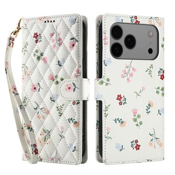 iPhone 17 Pro Rombiskt blommigt plånboksfodral - Rosor