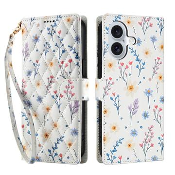 iPhone 17 Rombiskt blommigt plånboksfodral