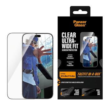iPhone 17 Pro Max/18 Pro Max PanzerGlass Ultra-Wide Fit m. FastFit In-A-Box skärmskydd