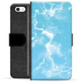 iPhone 5/5S/SE Premium Plånboksfodral - Blå Marmor