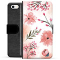 iPhone 5/5S/SE Premium Plånboksfodral - Rosa Blommor