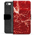 iPhone 5/5S/SE Premium Plånboksfodral - Röd Marmor