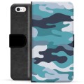 iPhone 5/5S/SE Premium Plånboksfodral - Blå Kamouflage