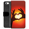 iPhone 5/5S/SE Premium Plånboksfodral - Hjärtsiluett