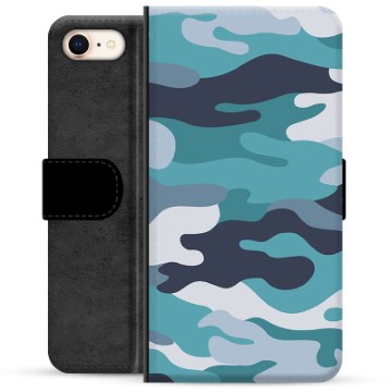 iPhone 7/8/SE (2020)/SE (2022) Premium Plånboksfodral - Blå Kamouflage
