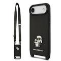 iPhone Air Karl Lagerfeld Saffiano Crossbody Metal Karl & Choupette Skal - Svart