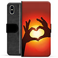 iPhone X / iPhone XS Premium Plånboksfodral - Hjärtsiluett