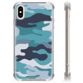 iPhone X / iPhone XS Hybridskal - Blå Kamouflage