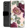 iPhone X / iPhone XS Premium Plånboksfodral - Romantiska Blommor