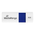MediaRange USB 2.0-minne med Glidmekanism - 8GB - Blå / Vit