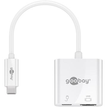 Goobay USB-C till HDMI 2.0 / USB-C PD Adapter Kabel - Vit