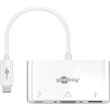 Goobay USB-C till VGA / USB 3.0 & USB-C PD - Vit