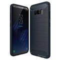 Samsung Galaxy S8 Borstat TPU-skal - Kolfiber - Mörkblå