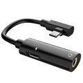 Hoco LS19 2-i-1 Typ-C / 3.5mm Ljud & Laddningsadapter - Svart