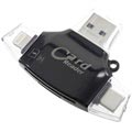 4-in-1 Multifunktionell MicroSD/SD Kortläsare - Svart