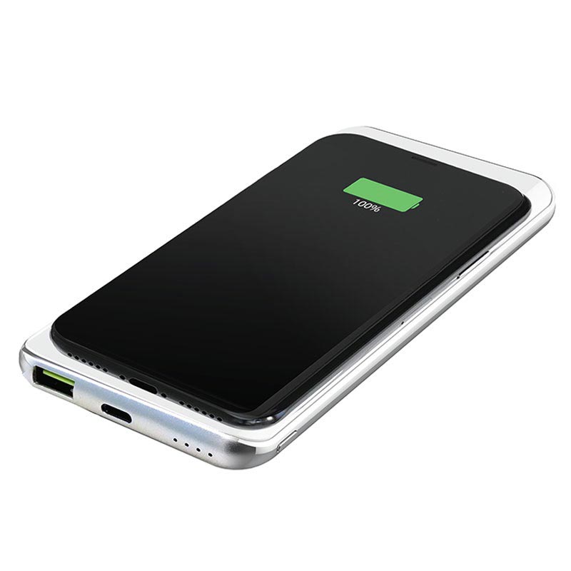 Puro Slim Trådlös Laddare Powerbank USB, Typ C 8000mAh Vit Puro Slim Trådlös Laddare Powerbank USB, Typ C 8000mAh Vit