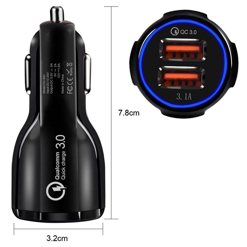 Baseus Quick Charge 3.0 Billaddare för Samsung Quick Charger QC 3.0 USB Mobil Laddare för Huawei Xiaomi Snabb laddning Baseus Quick Charge 3.0 Billaddare för Samsung Quick Charger QC 3.0 USB Mobil Laddare för Huawei Xiaomi Snabb laddning