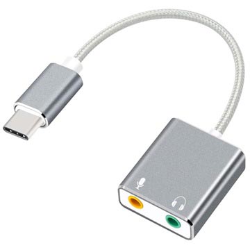 USB-C / AUX Hörlurar & Mikrofon Ljudadapter - Grå