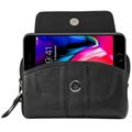 Universell Dual Pocket Bältes Smartphone Läderfodral- Svart