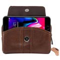Universell Dual Pocket Bältesväska i Läder till Smartphones - Brun