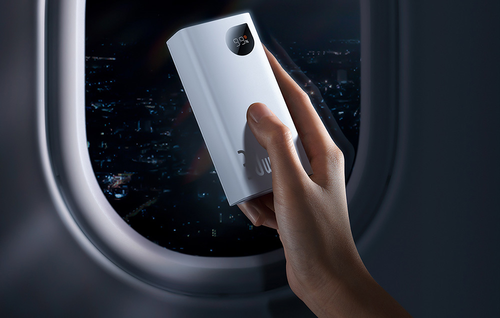 Baseus Adaman2 Power Bank med digital display 10000mAh - 2xUSB, USB-C, 30W - Vit