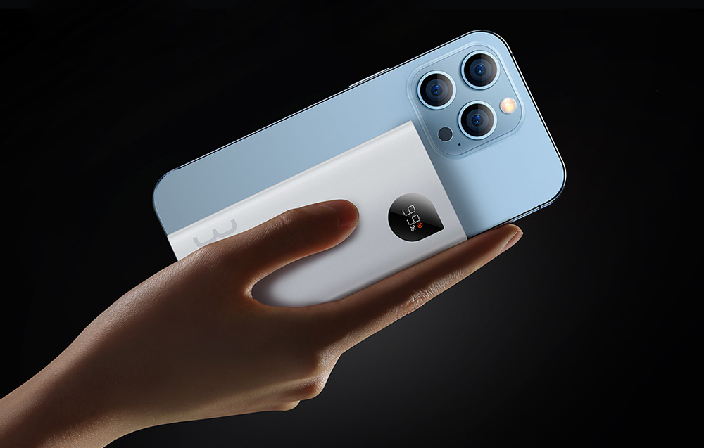 Baseus Adaman2 Power Bank med digital display 10000mAh - 2xUSB, USB-C, 30W - Vit