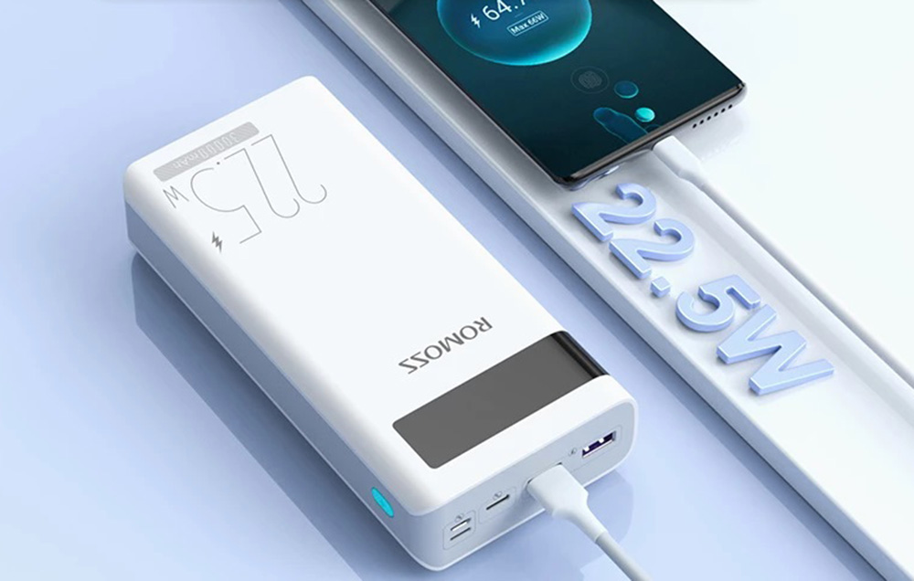 Romoss Sense 8PF Power Bank 30000mAh - 22.5W, PD, QC, FCP - Vit