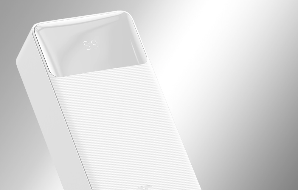 Baseus Bipow Power Bank med digital display 15W och 30000mAh - Vit