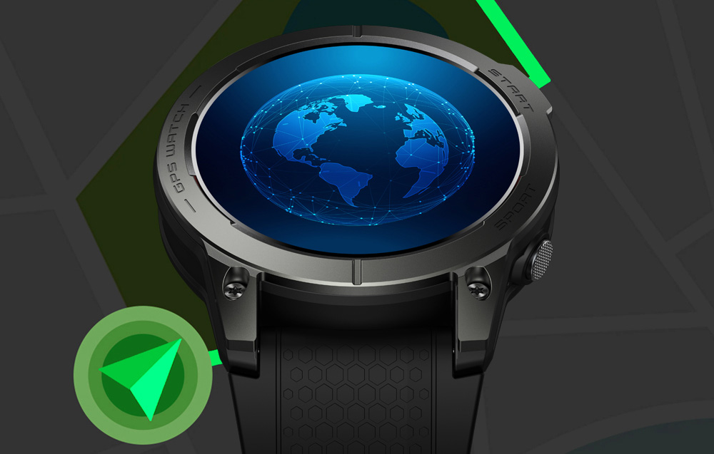 Zeblaze Stratos 3 Smartwatch med GPS, Ultra HD AMOLED-skärm - Svart