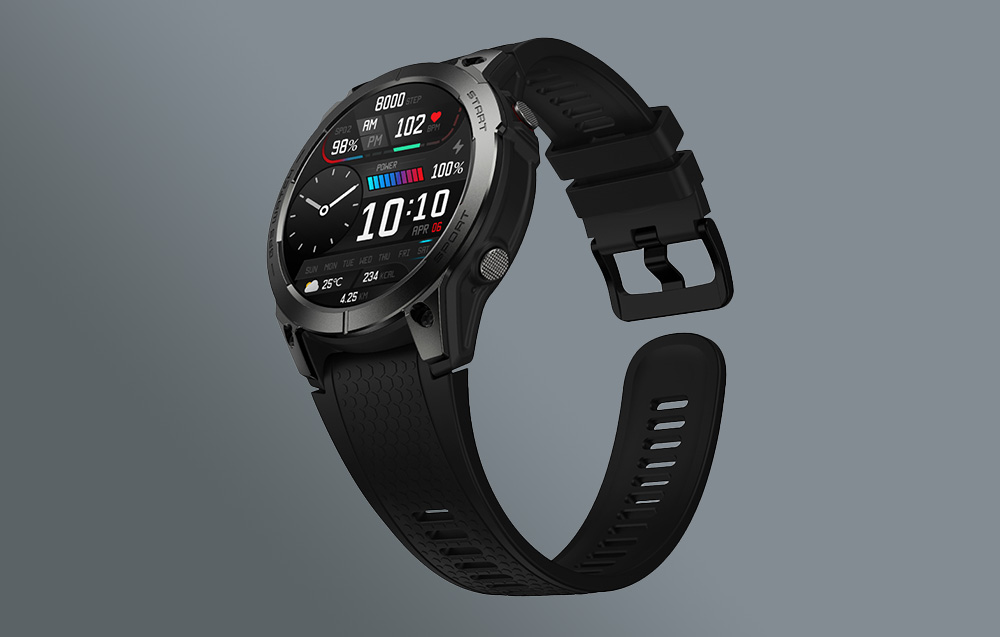 Zeblaze Stratos 3 Smartwatch med GPS, Ultra HD AMOLED-skärm - Svart