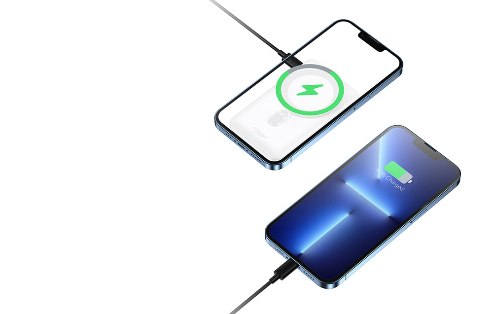 Baseus magnetisk trådlös powerbank 10000mAh - USB-C 20W, kompatibel med MagSafe - vit