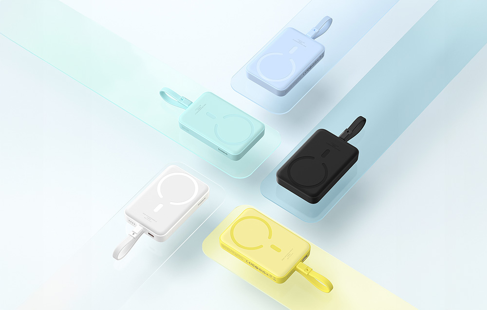 Baseus Magnetic Mini trådlös powerbank 10000mAh/30W - USB-C-kabel, MagSafe-kompatibel - gul